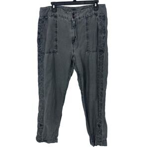 Sundance linen cotton pants size 32 gray roll up casual everyday